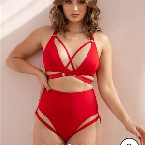 Beautiful and super cute 2 piece set in cherry red colour